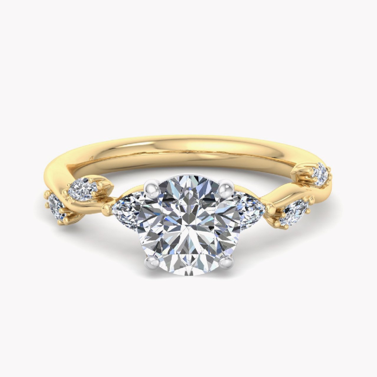 Ethical Sustainable Brooklynn - Bezel Set Accented Engagement Ring with Side Stones - Setting Only 18K Yellow Gold / Lab Grown Diamond Accents